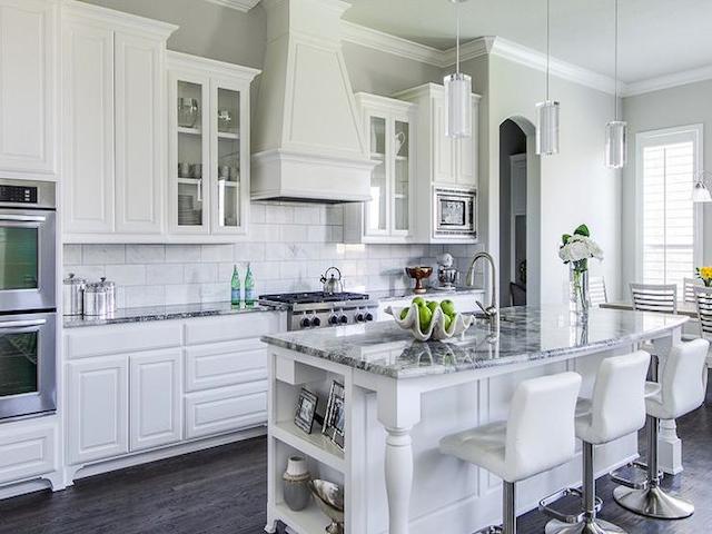 26 Gray Kitchen Countertops Striking White Cabinets